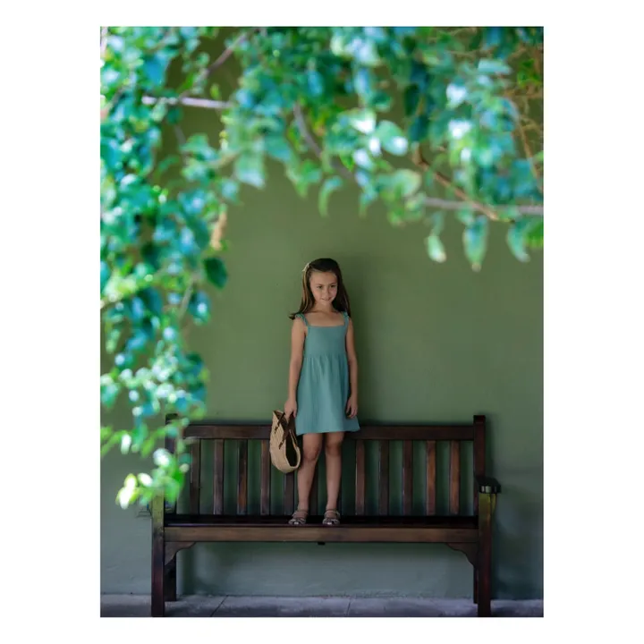 Petite Lucette Robe Coton Bio Lara | Bleu gris