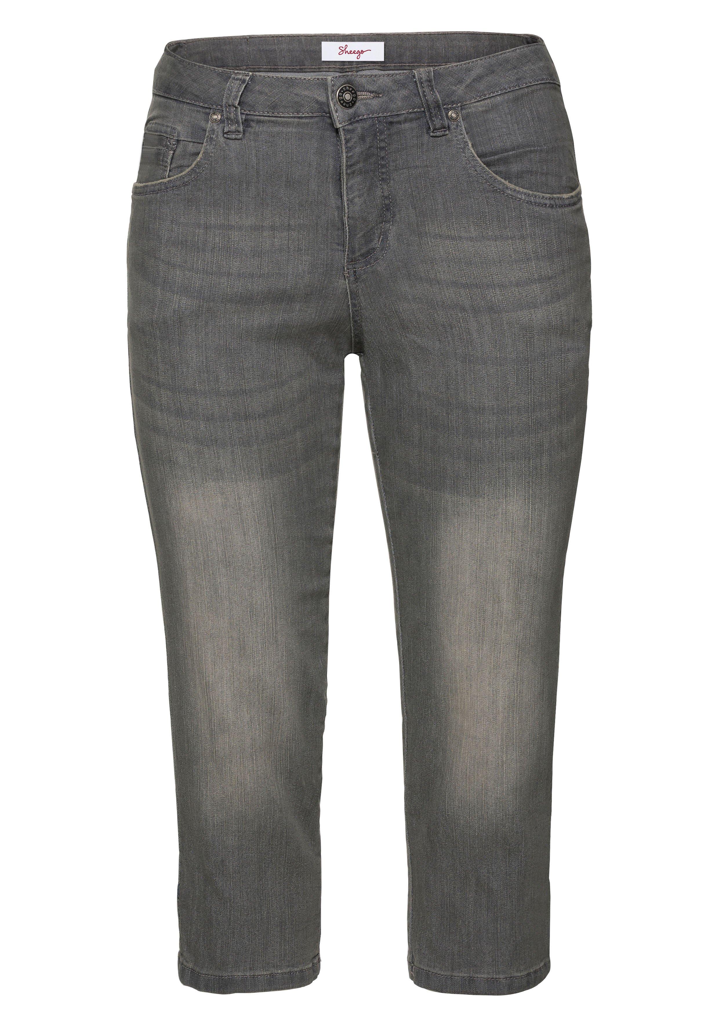 Caprijeans mit Used-Effekten