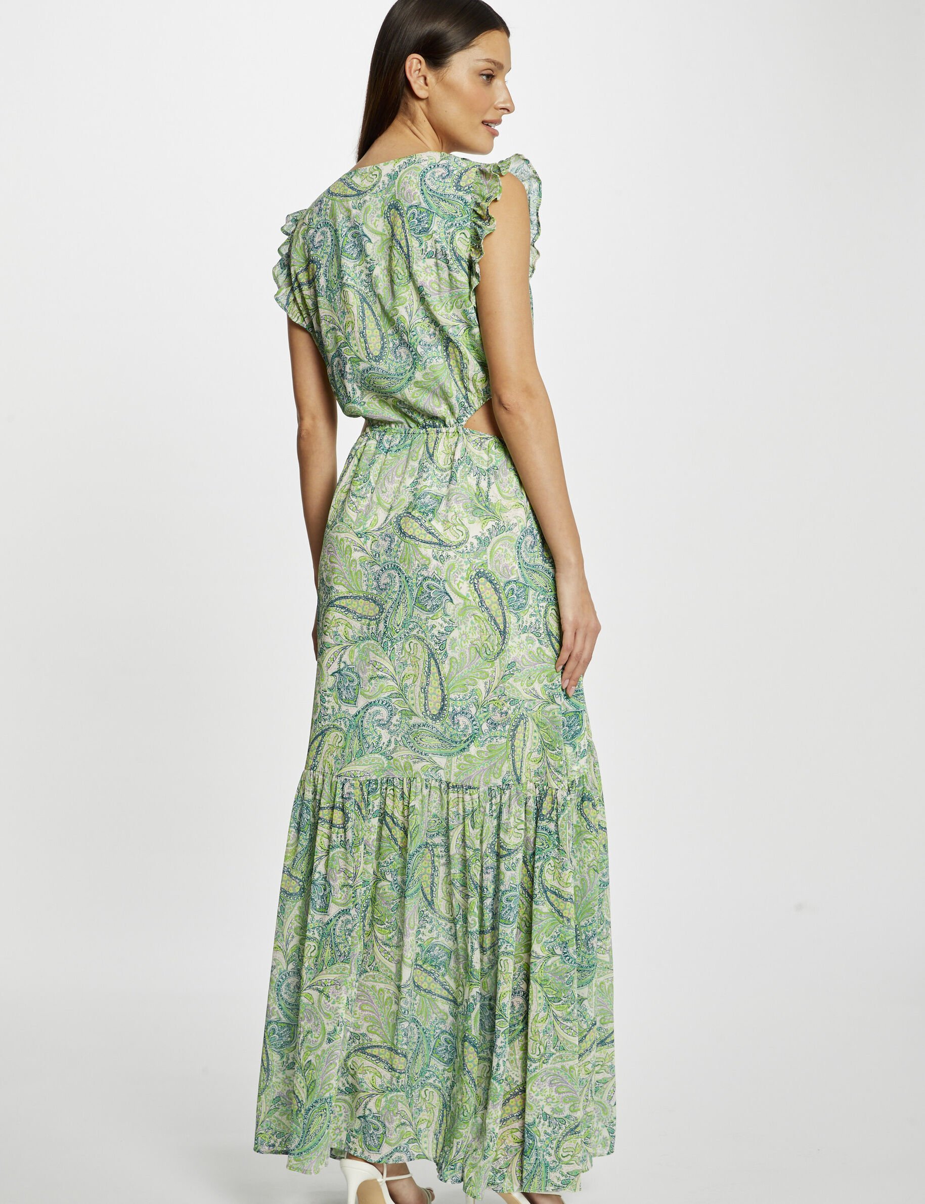 Robe longue évasée imprimé cachemire multico femme - multico
