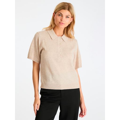 Neo Noir Gracie Knit Polo T-shirt, Sand Melange, 38