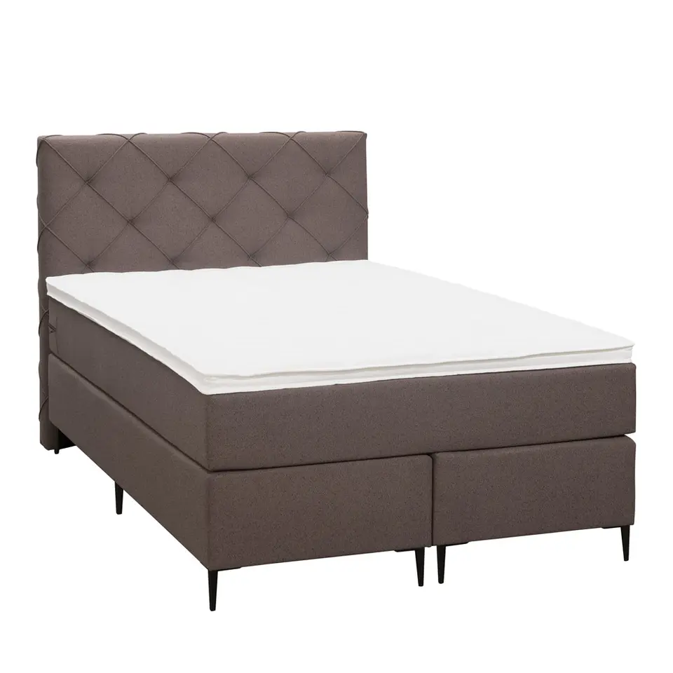 Boxspring Liv geruit - donkerbruin - 120x200 cm - slanke poot