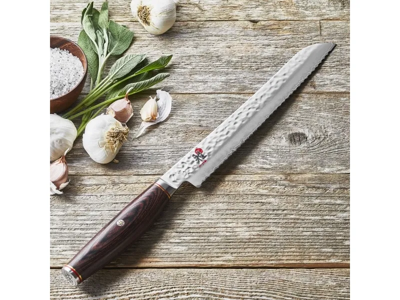 MIYABI brødkniv stål, 230 mm, sølv / brun, 42,5 x 7,6 x 2,9 cm