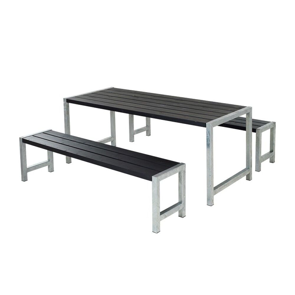BENKESETT PLUS BORD/2 BENKER 186CM SVART