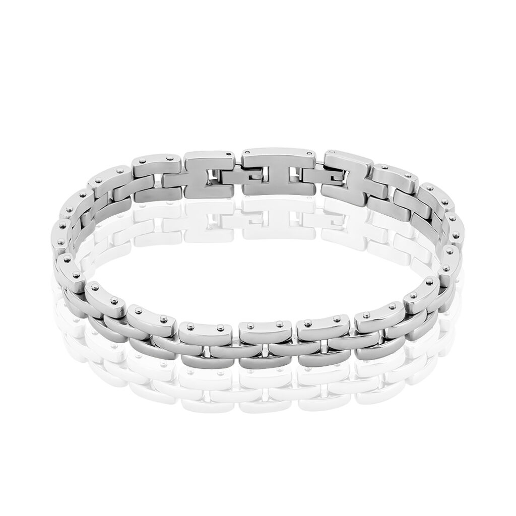 Bracelet Yoela Maille Grain De Riz Acier Blanc