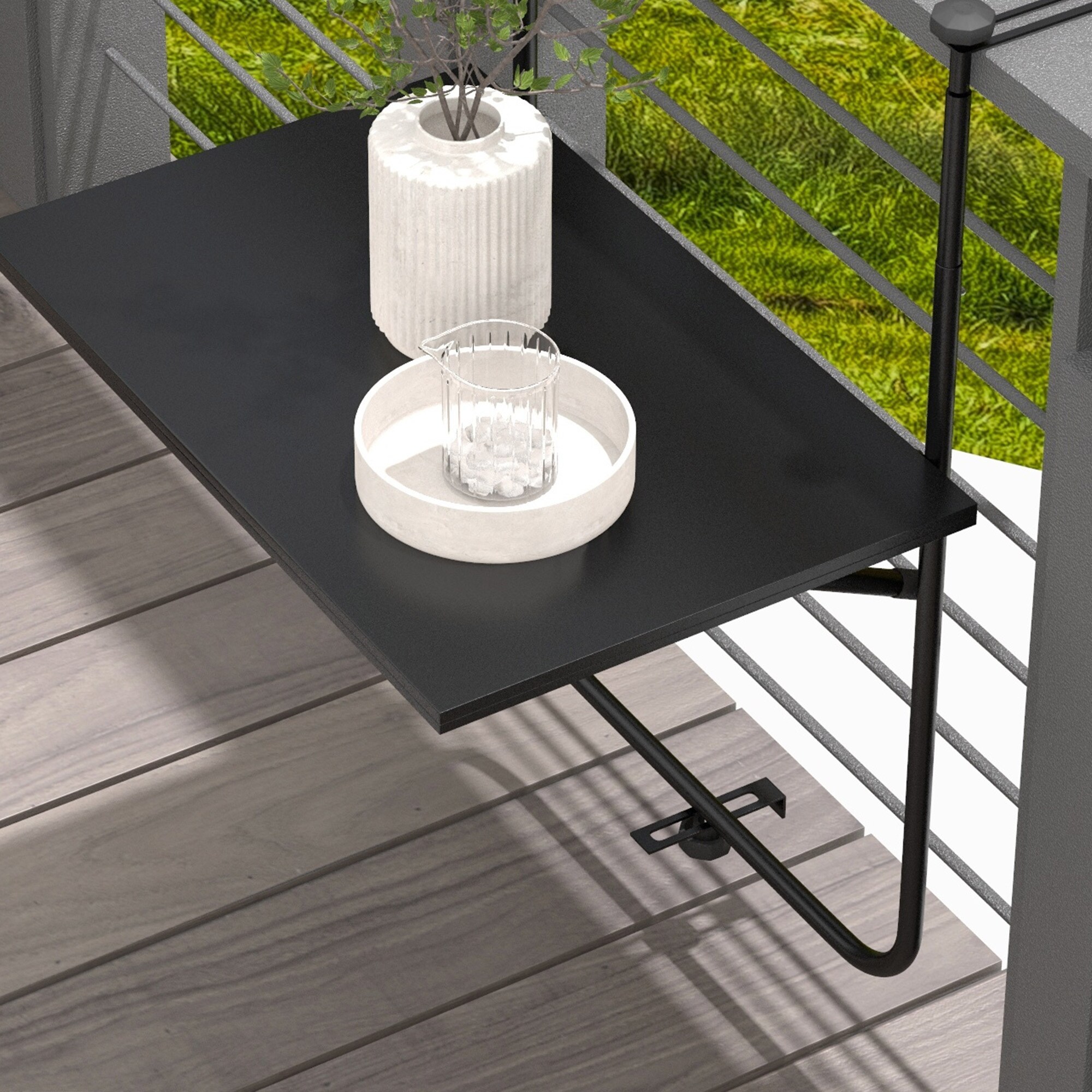 Outsunny Balkon-Hängetisch mit Höhenverstellung schwarz 62L x 60B x 85,5Hcm