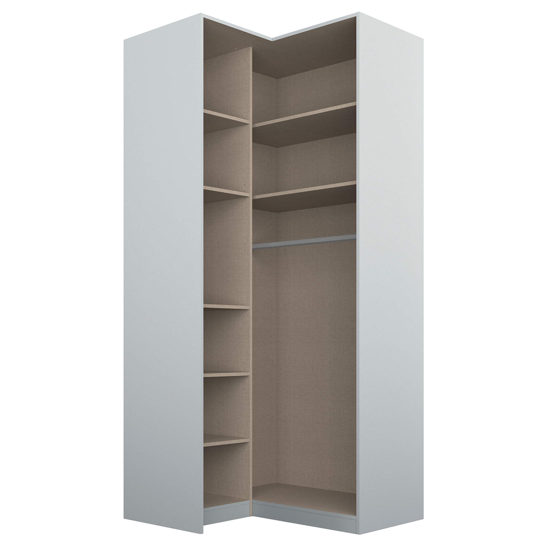 Drehtüren-Eckschrank - seidengrau - Kristallglasspiegel - 2-türig - 100x229 cm