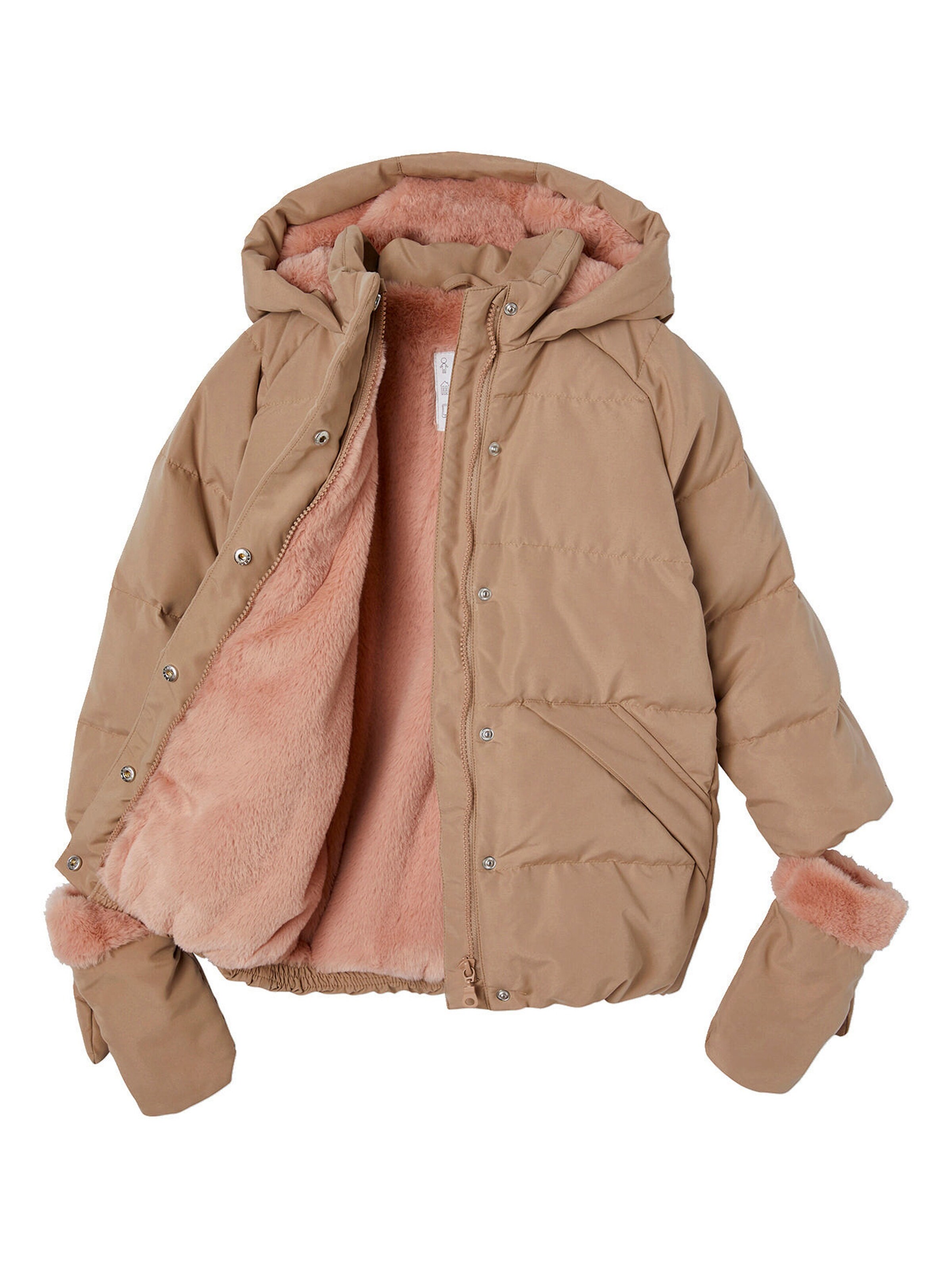 Vertbaudet Mädchen Daunenjacke mit Handschuhen cappuccino