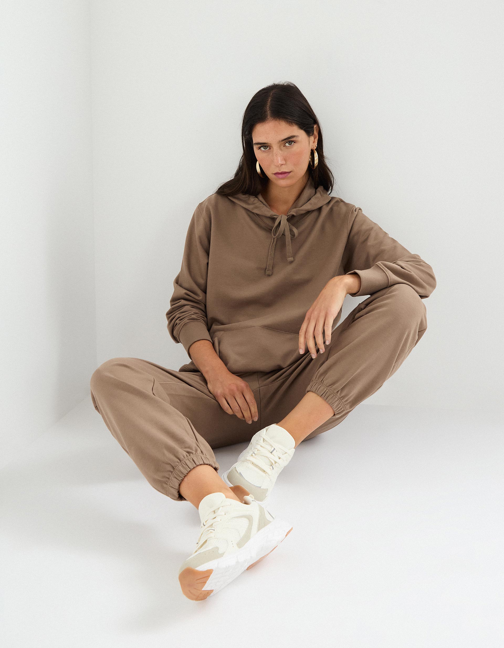 Calças Joggers, Mulher, Bege Escuro