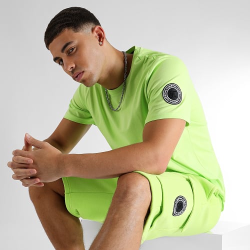 Ensemble Tee Shirt Et Short Jogging 1110 1091 Vert Lime
