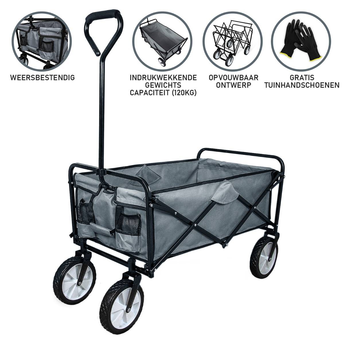 Monstershop opvouwbare bolderkar - Grey