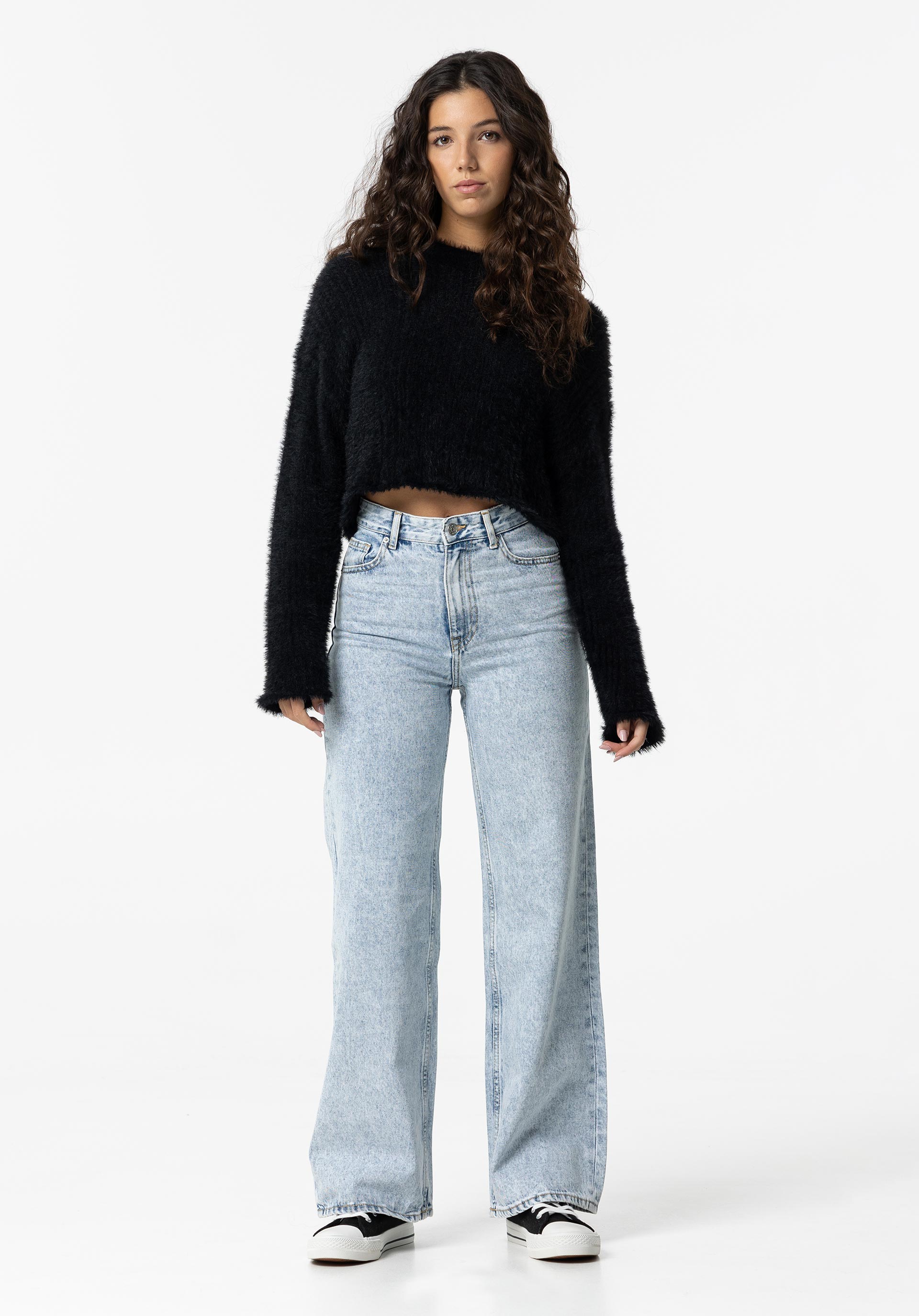 Jeans Kylie Wide Leg Cintura Alta Acid Wash