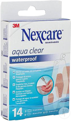 Nexcare 3M Aqua Clear Bandages Imperméables Assortiment 14 Pièces