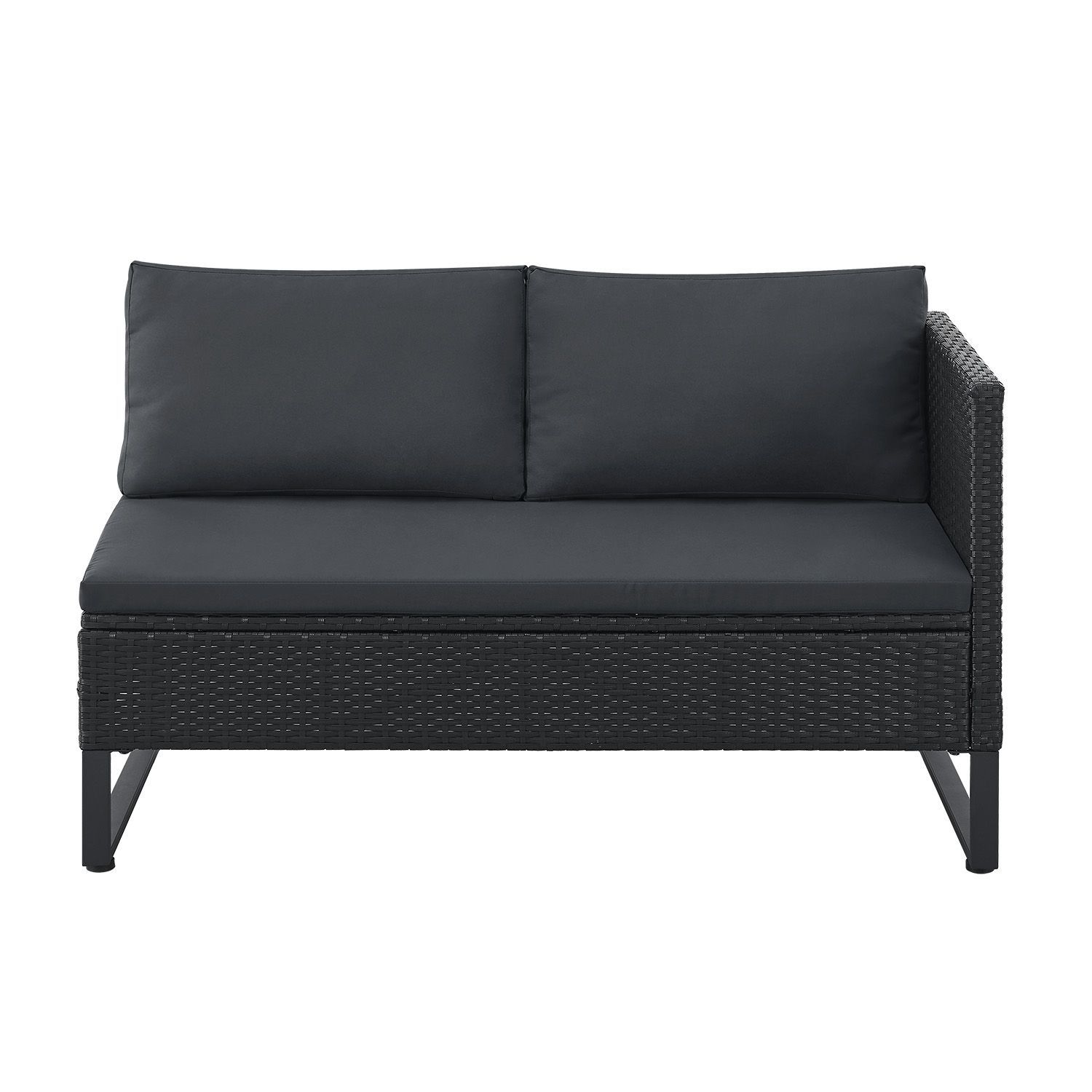 Juskys Polyrattan Lounge Santorini - Outdoor Sitzecke mit Beistelltisch & Auflagenbox - Schwarz