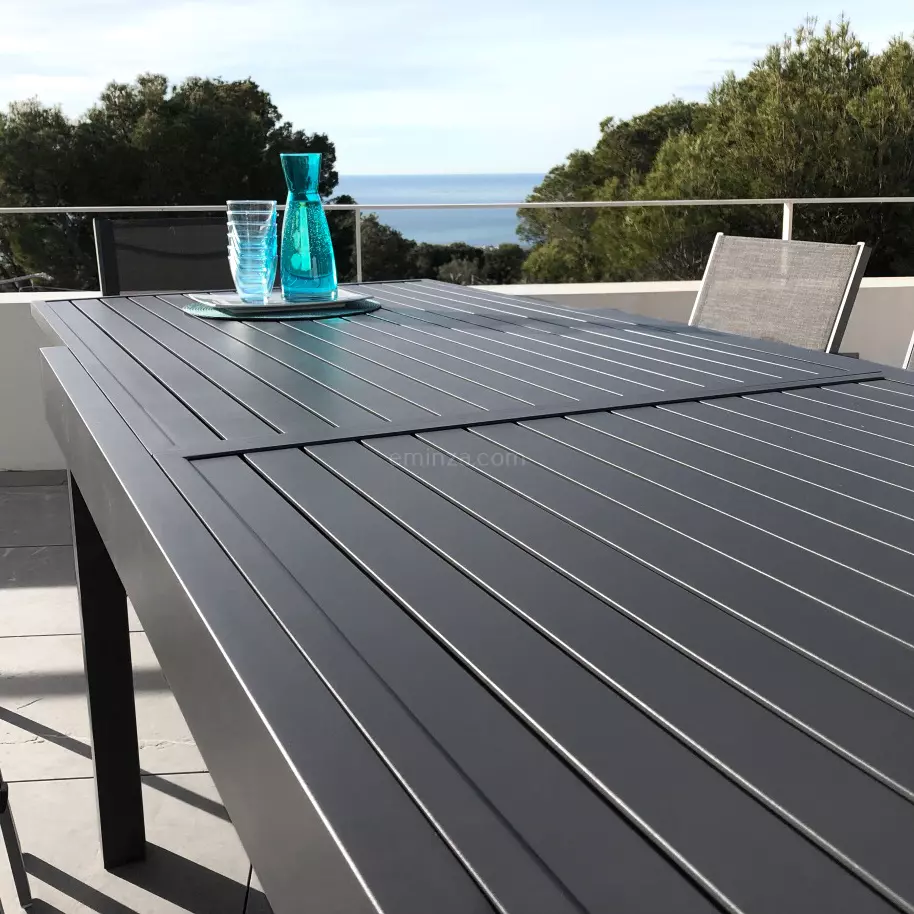 Table de jardin extensible aluminium 12 places (200/320 x 100 cm) Murano Gris anthracite