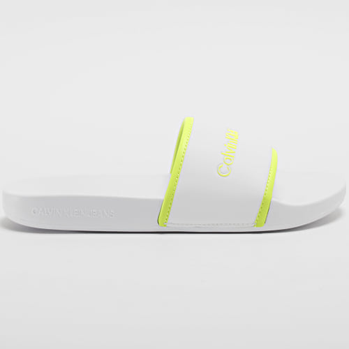Claquettes Femme Institutional Slide 0594 White Safety Yellow