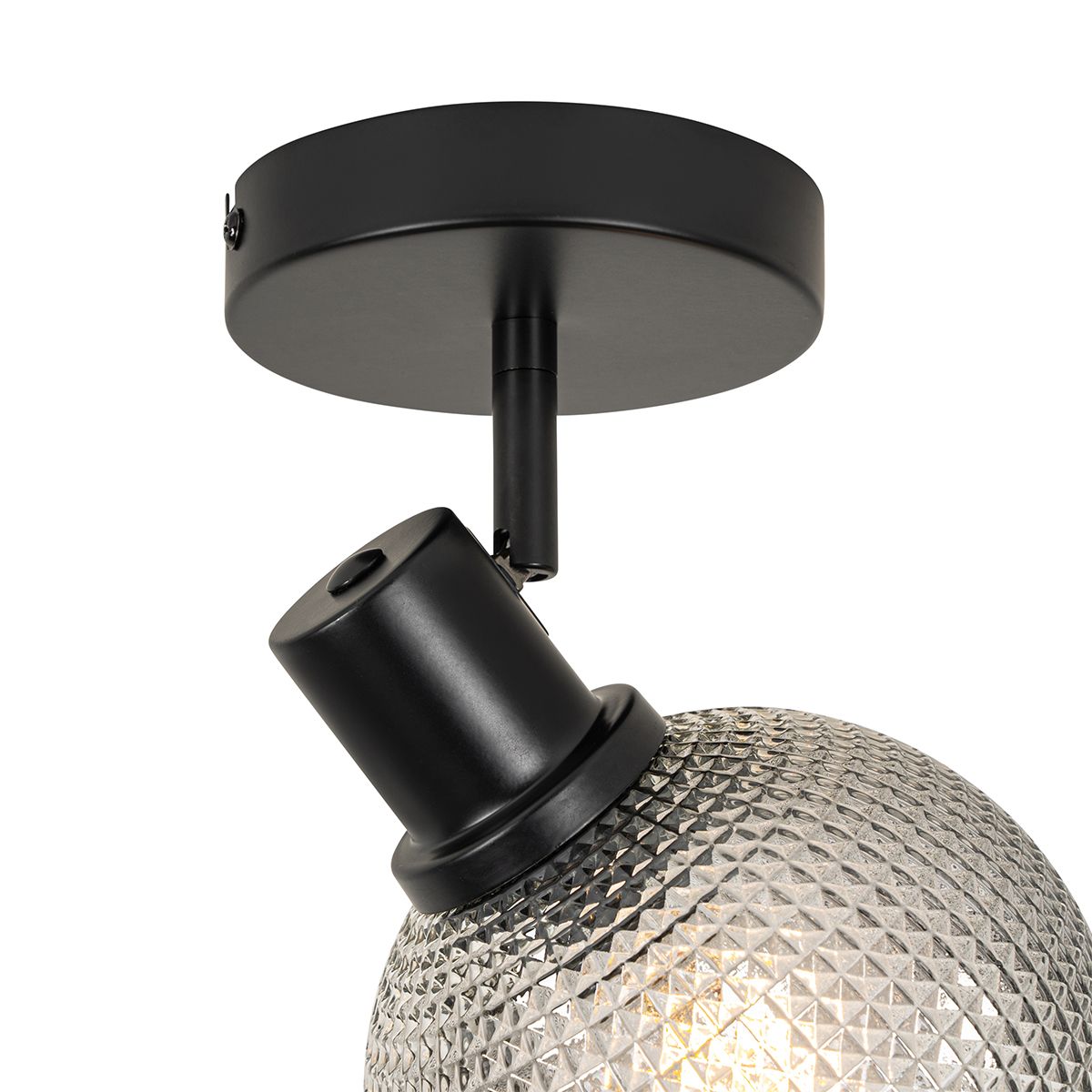 Design spot zwart met smoke glas - Chico