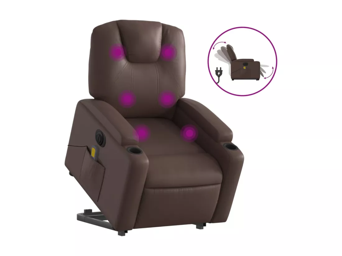 Fauteuil inclinable de massage électrique marron similicuir