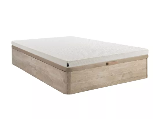 Ensemble 140 x 190 cm sommier coffre naturel clair + matelas mousse déhoussable ép.9cm - OCHI de YSMÉE