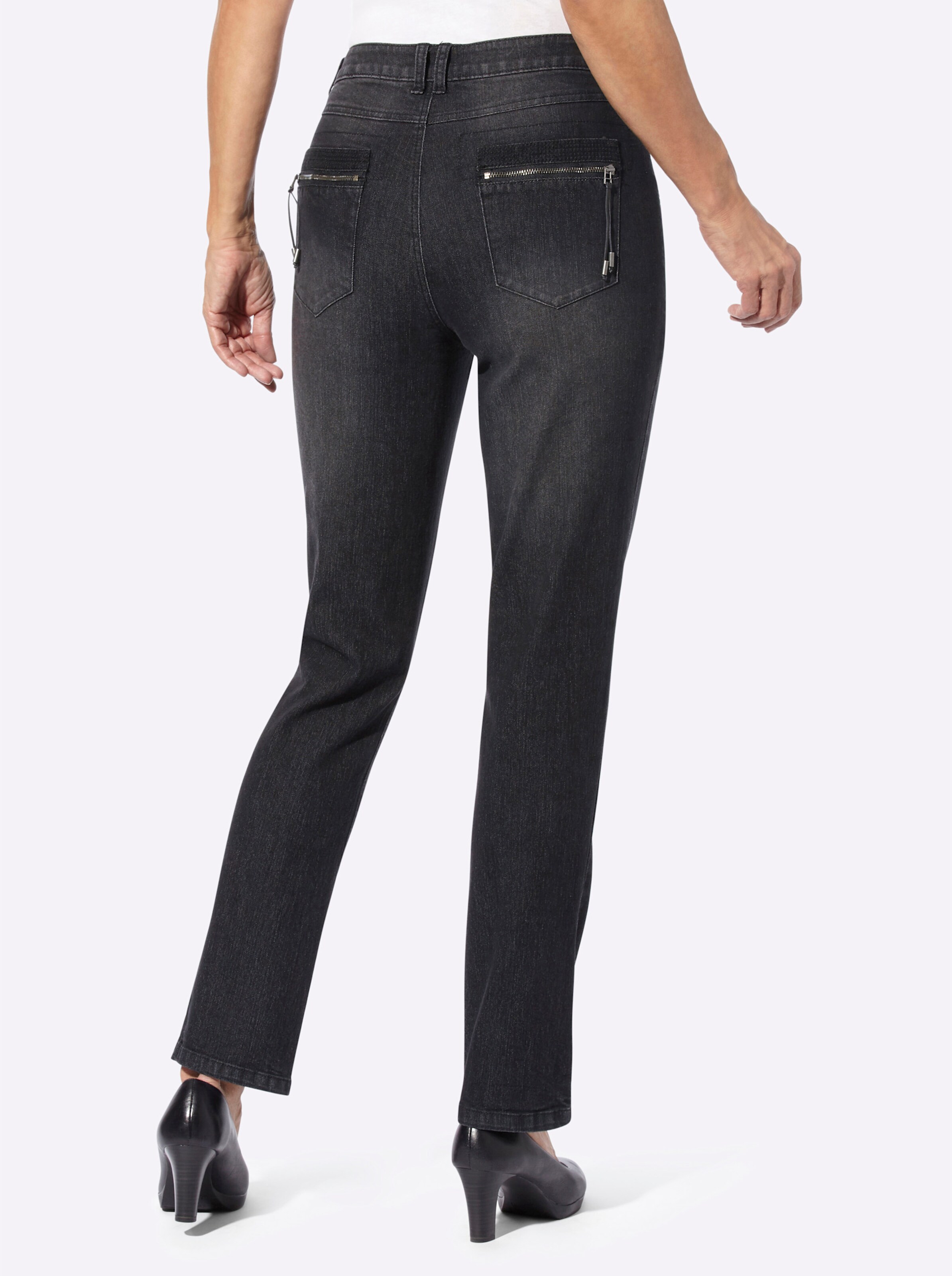Röhrenjeans in black-denim