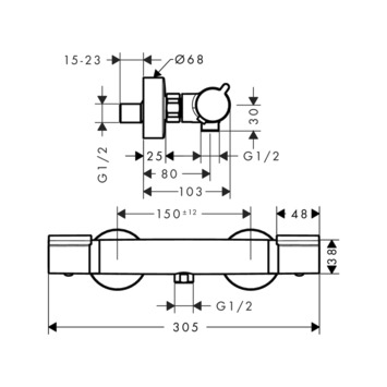 Hansgrohe Thermostatische Douchekraan Versostat2 Chroom 15 cm