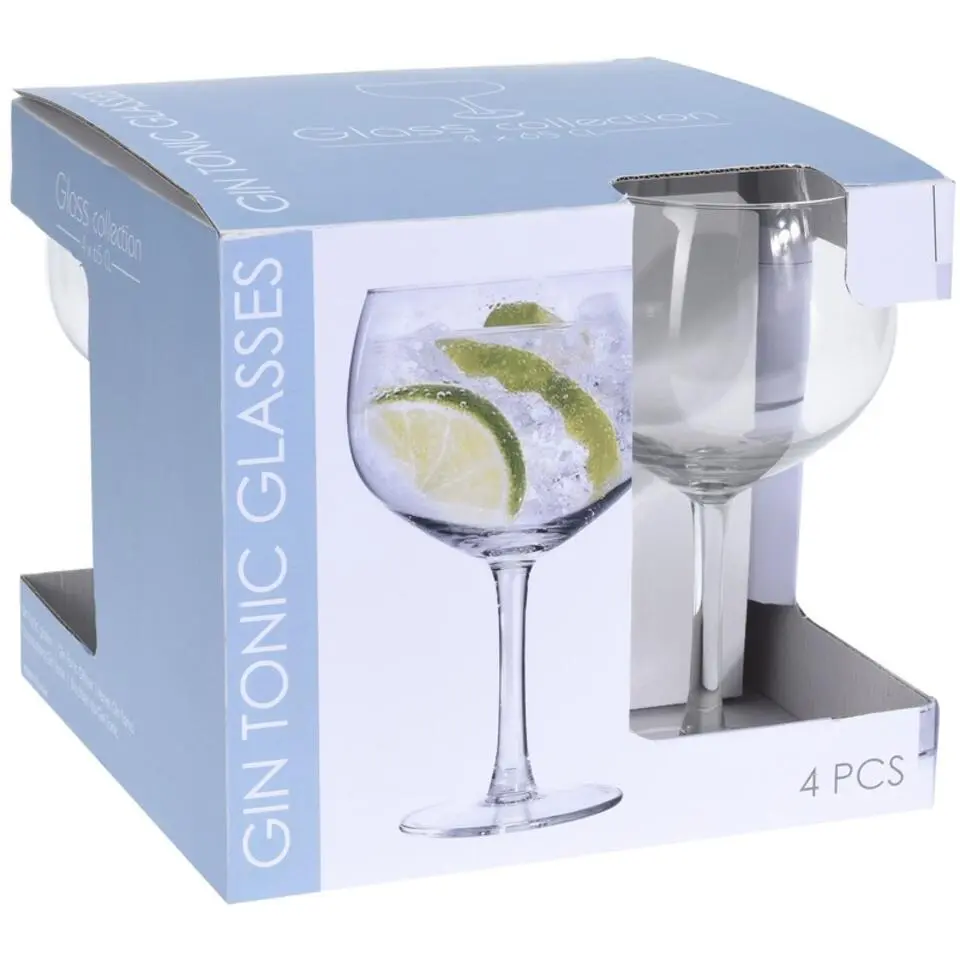 Gin en tonic glazen - set van 4x stuks - 650 ml - transparant