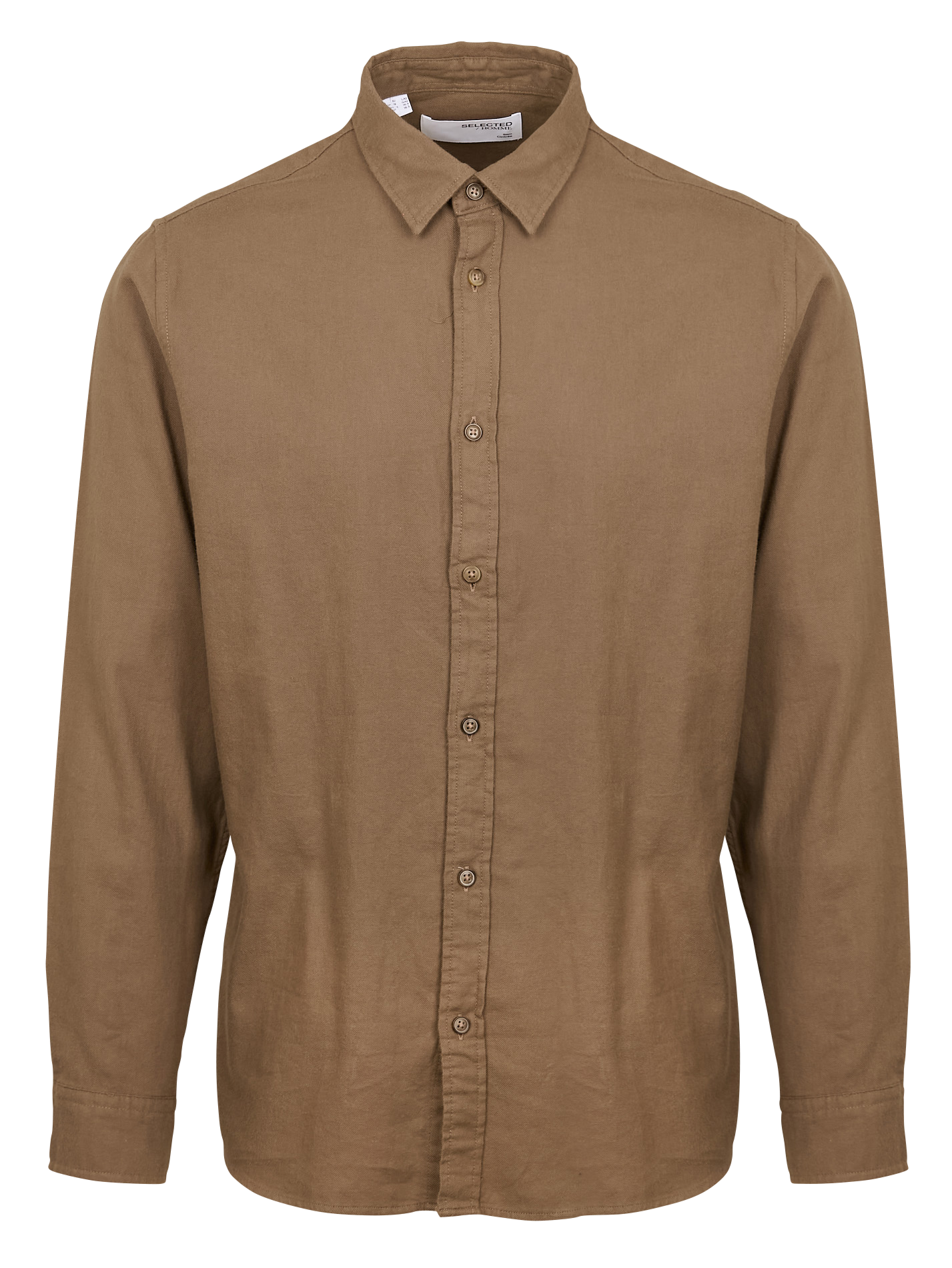 Chemise droit col classique en coton | Marron