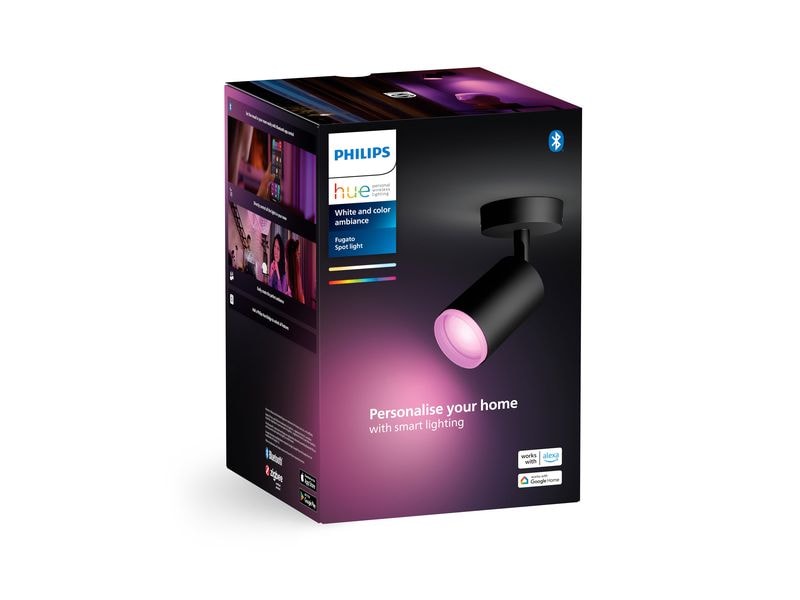 Philips Hue White & Color Ambiance Fugato 1er-Spot Schwarz Spot mit Weisstönen und mehr als 16 Millionen Farben
