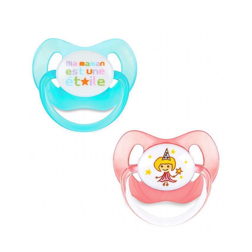 Lot de 2 sucettes Maman/princesse - 18 mois+ - Doré