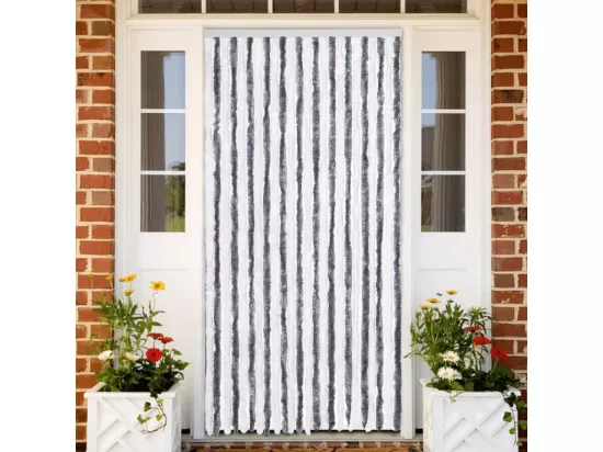Rideau anti-mouches gris et blanc 100x230 cm chenille