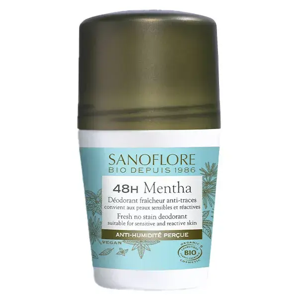 Desodorante Roll-On Sanoflore Fresh Mint Orgânico 48h 50ml