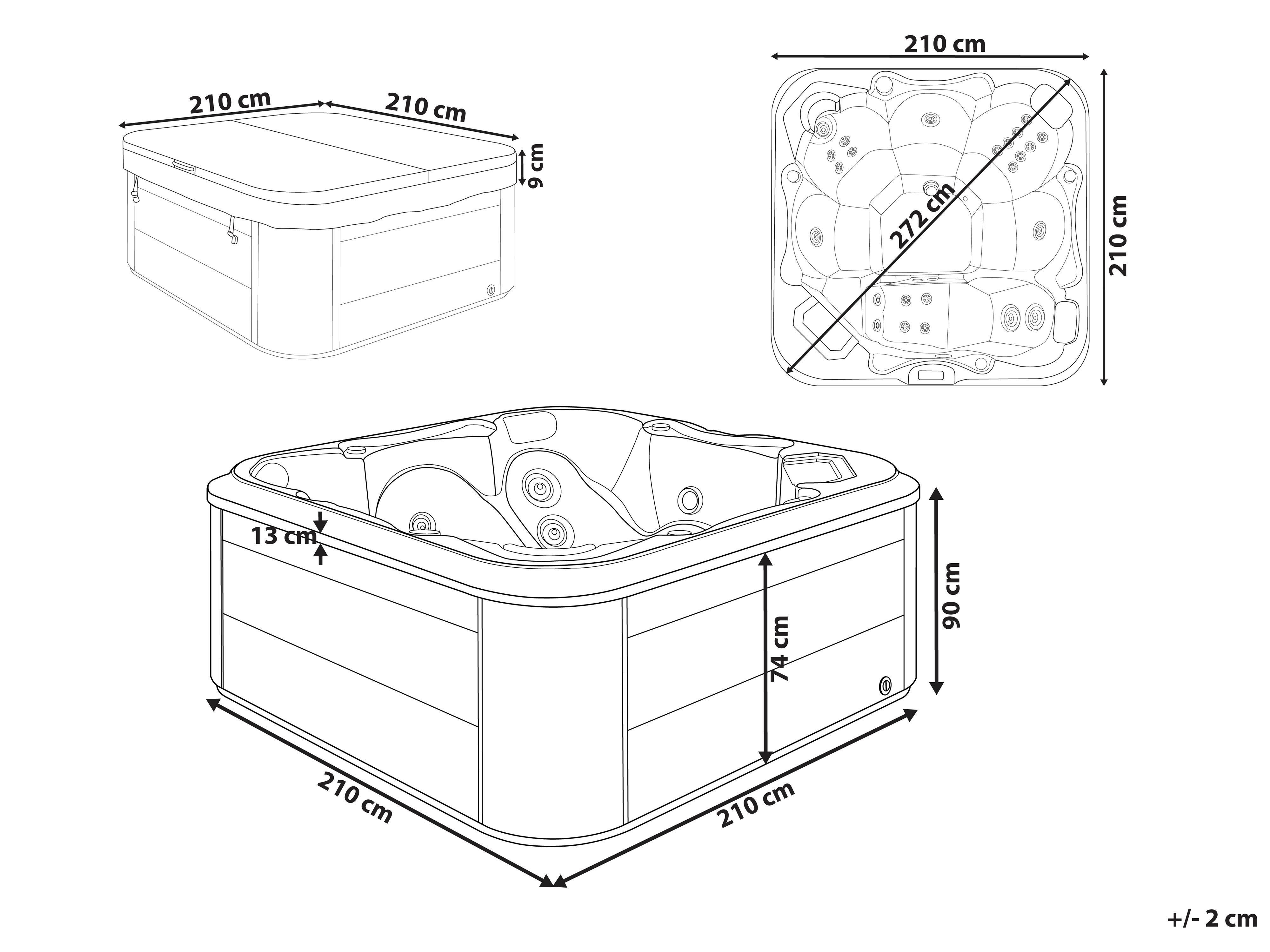 Buiten hottub met LED TULAROSA Wit
