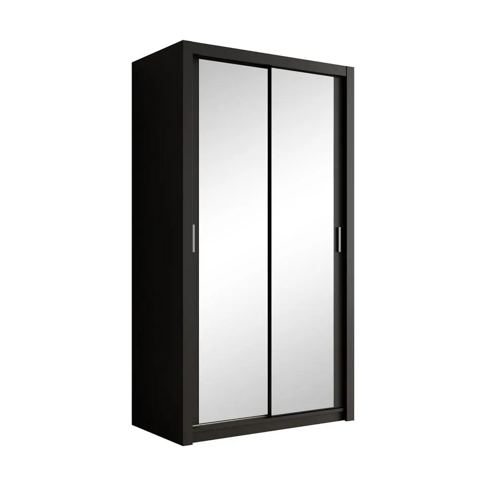 Meubella - Kledingkast Blake - Mat Zwart - 120 cm - Met spiegel