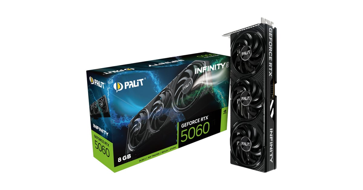 PalitGeForce RTX 5060 Infinity 3 grafische kaart  (DLSS 4, 3x DisplayPort, 1x HDMI 2.1)