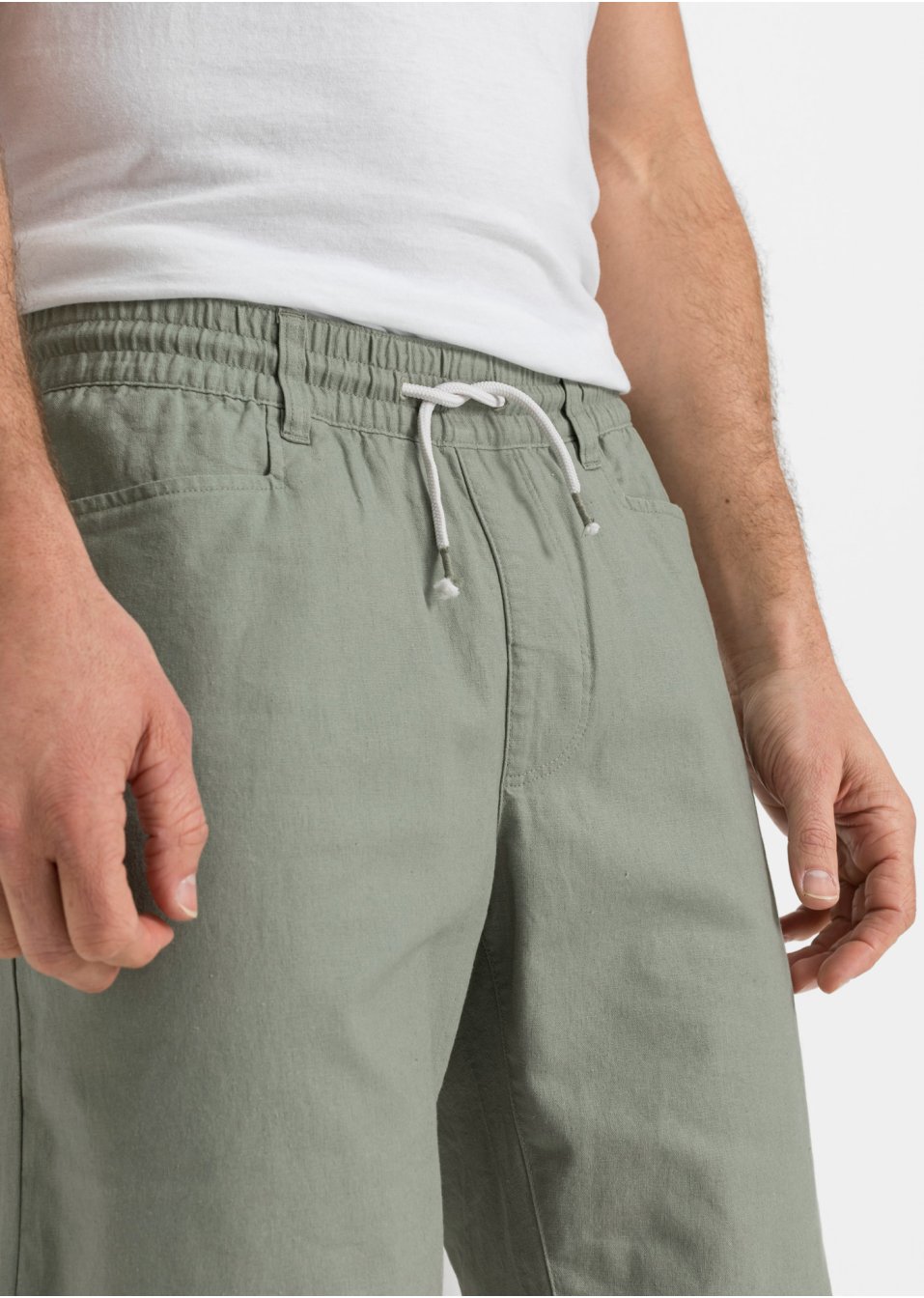 Bermuda à taille extensible en lin mélangé
