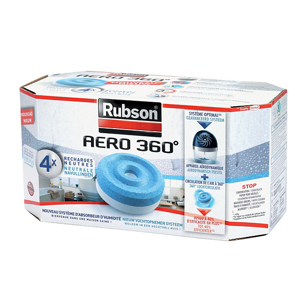 4 recharges Rubson pour absorbeur d'humidité Aéro 360°