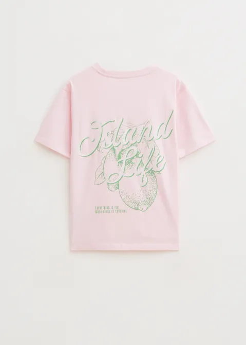 T-shirt met print island life roze (ROS.L)