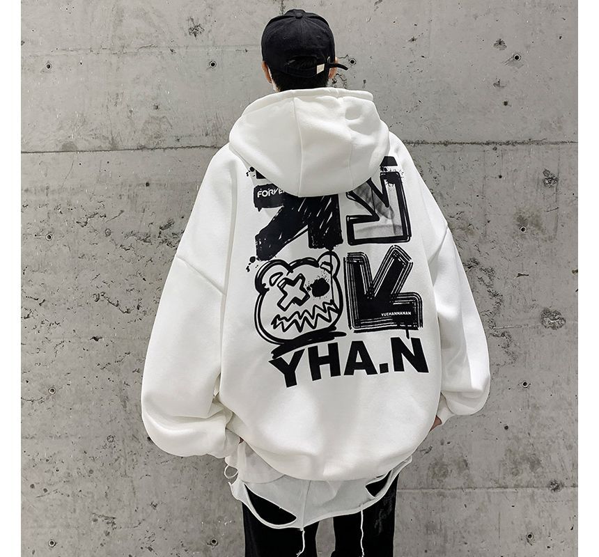 YERGO - Hoodie met trekkoord en berenprint