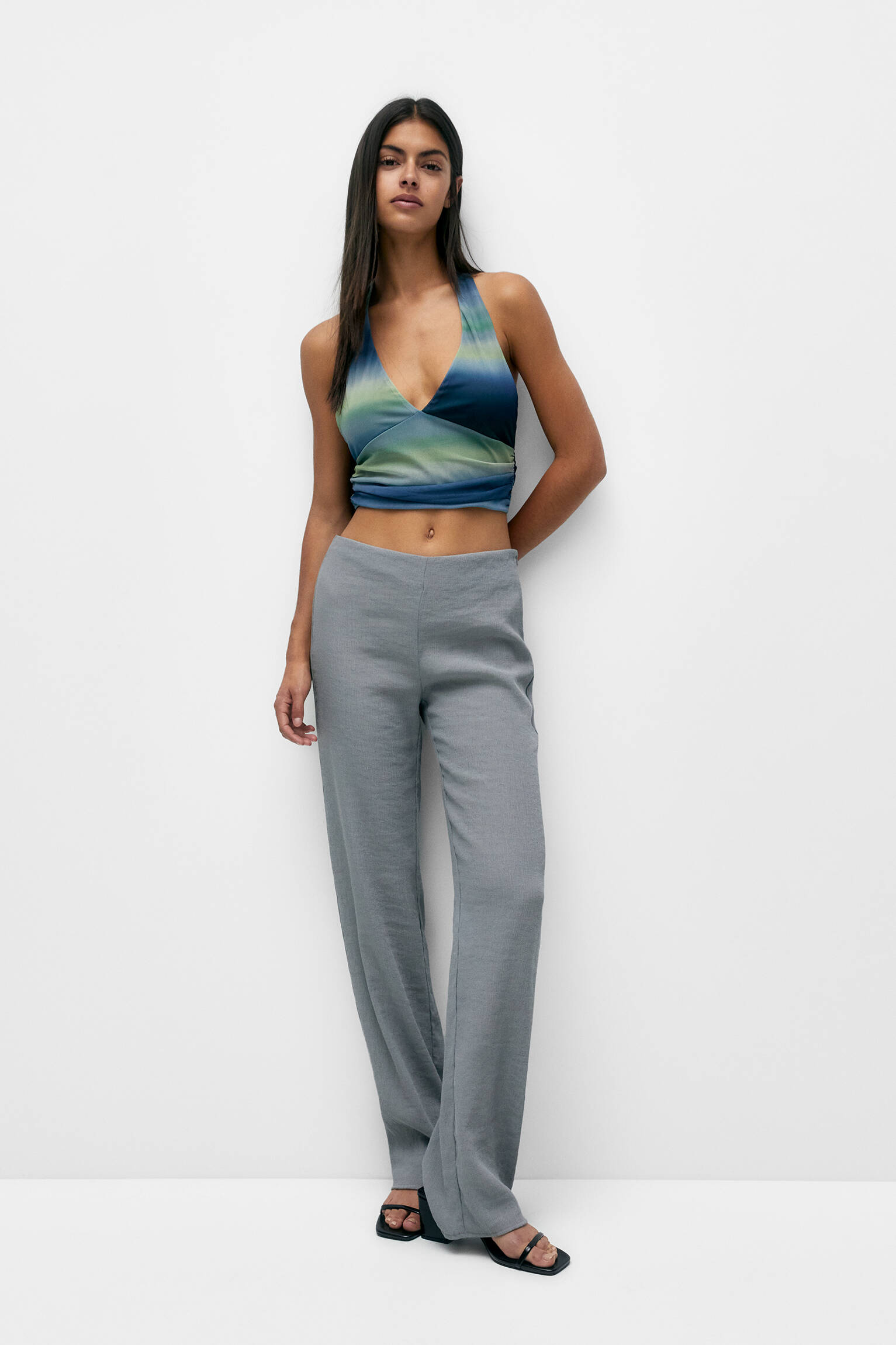 Top cropped de tule com alças no pescoço - Estampa 1