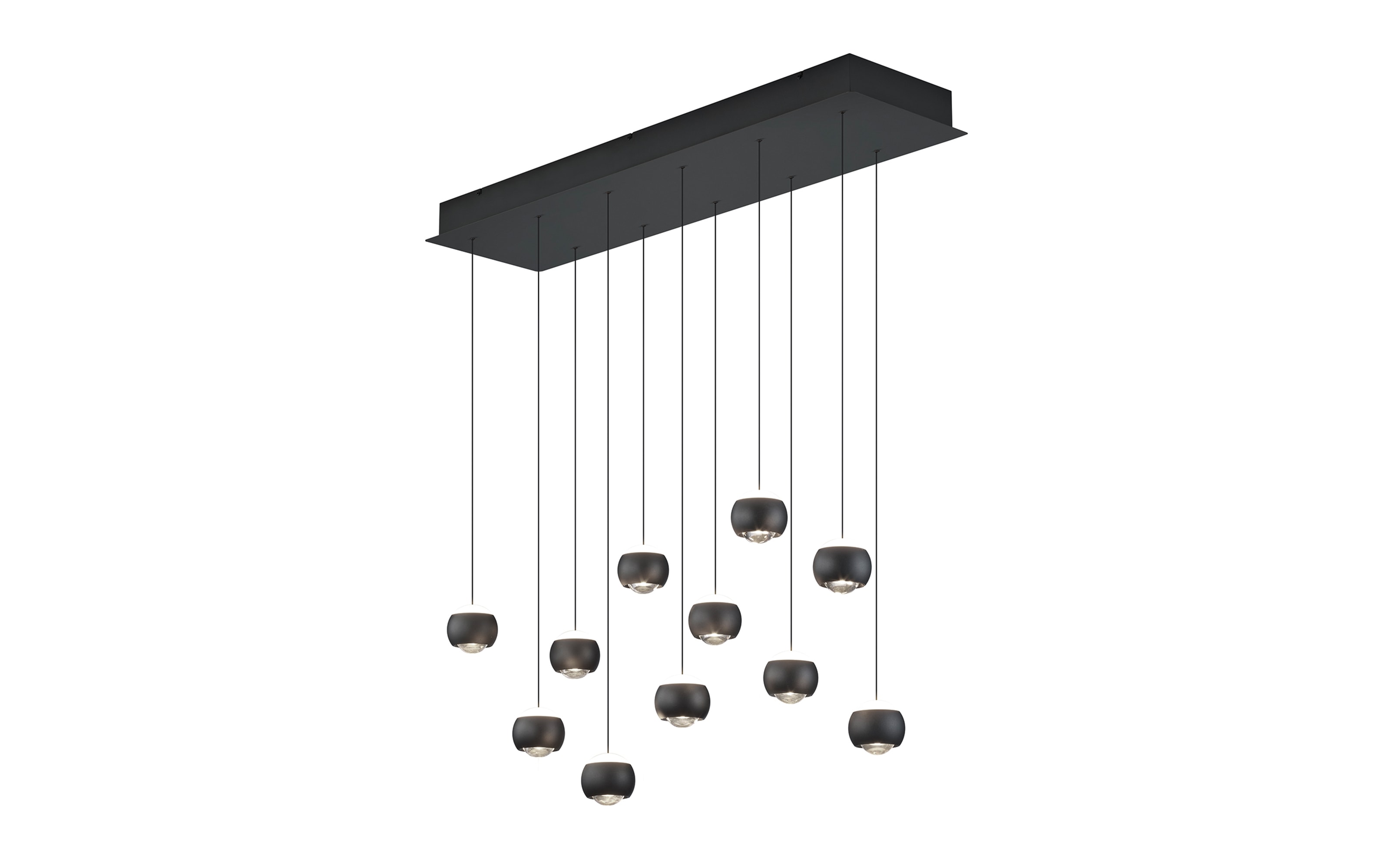 LED-Pendelleuchte Cannon, schwarz, 200 cm, inkl. stufenloser Höhenverstellung