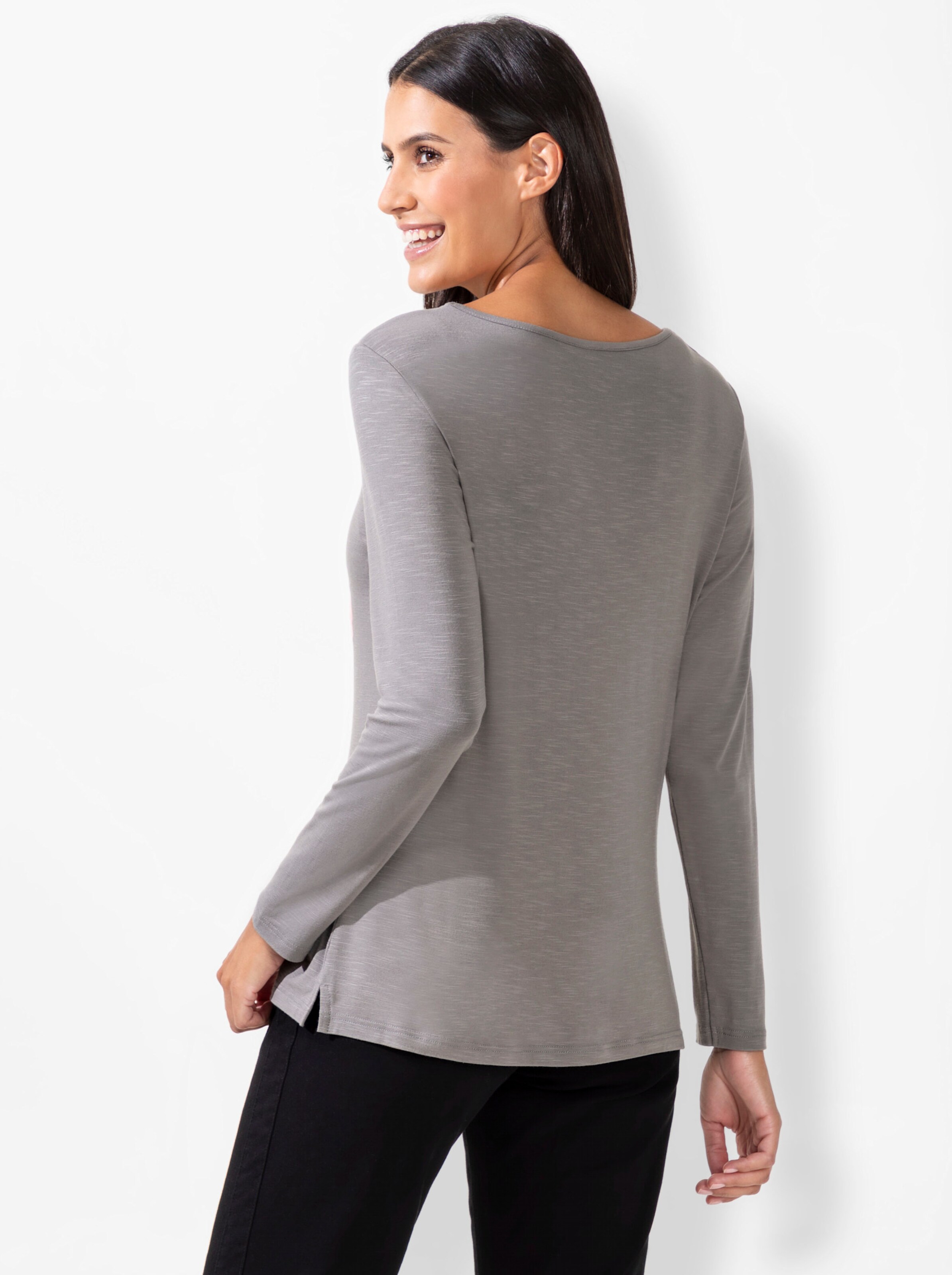 Print-Shirt in grau-gemustert