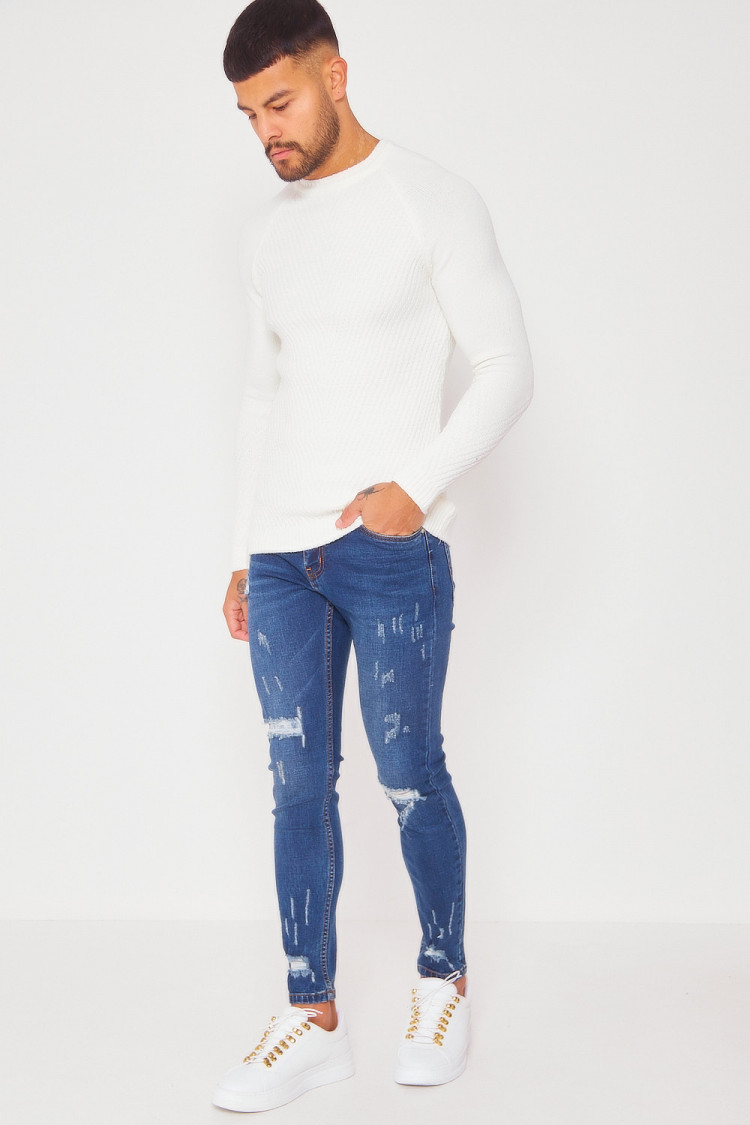 Pull en maille blanc cassé
