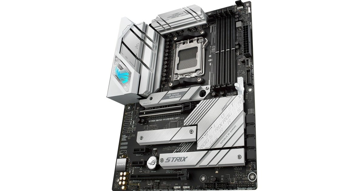 ASUSROG STRIX B650-A GAMING WiFi socket AM5 moederbord  (Zilver, RAID, 2.5 Gb-LAN, Wi-Fi 6E, BT, Sound, ATX)