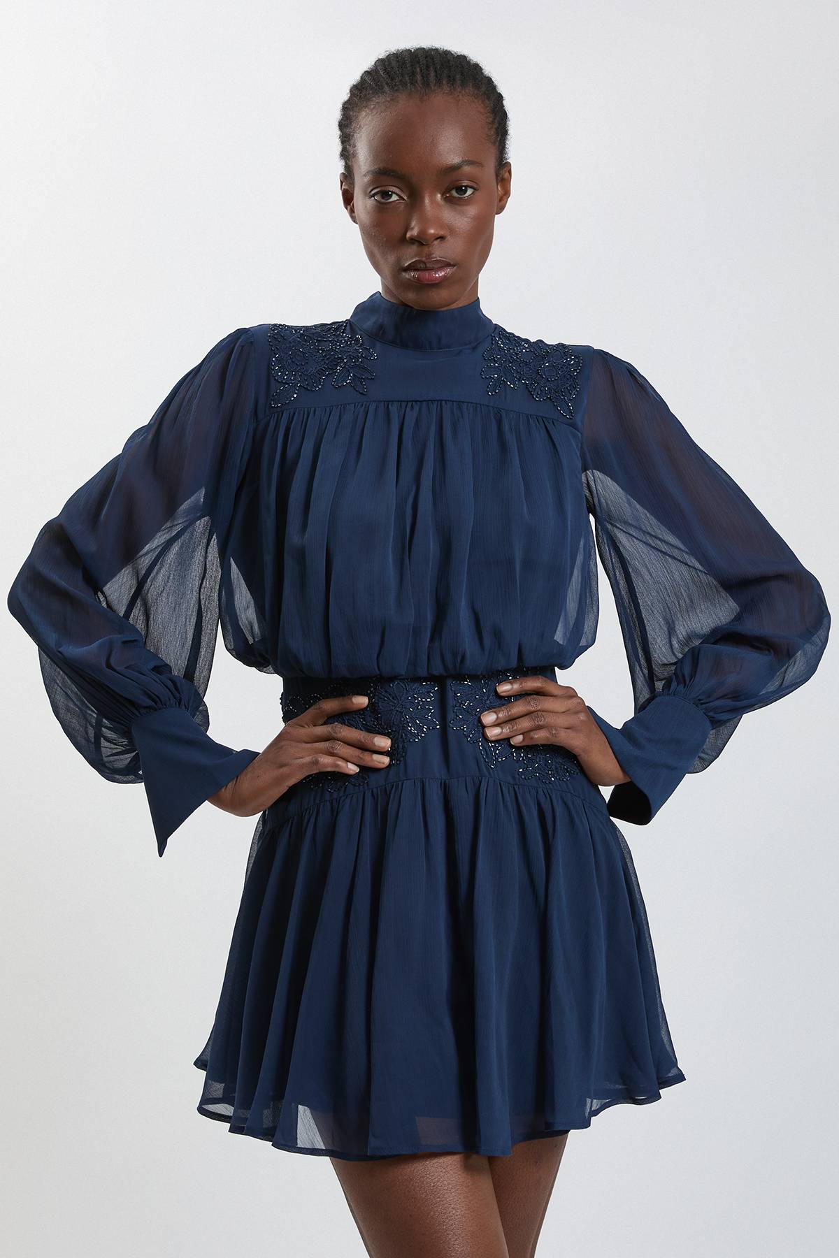 KarenMillen Robe Mini En Georgette Ornée À La Main