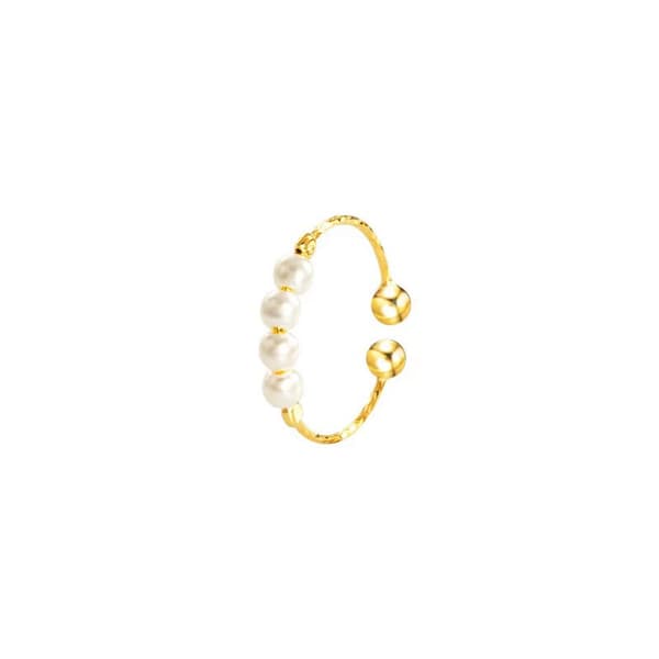INF Justerbar antistressring med roterbare perler Gull S