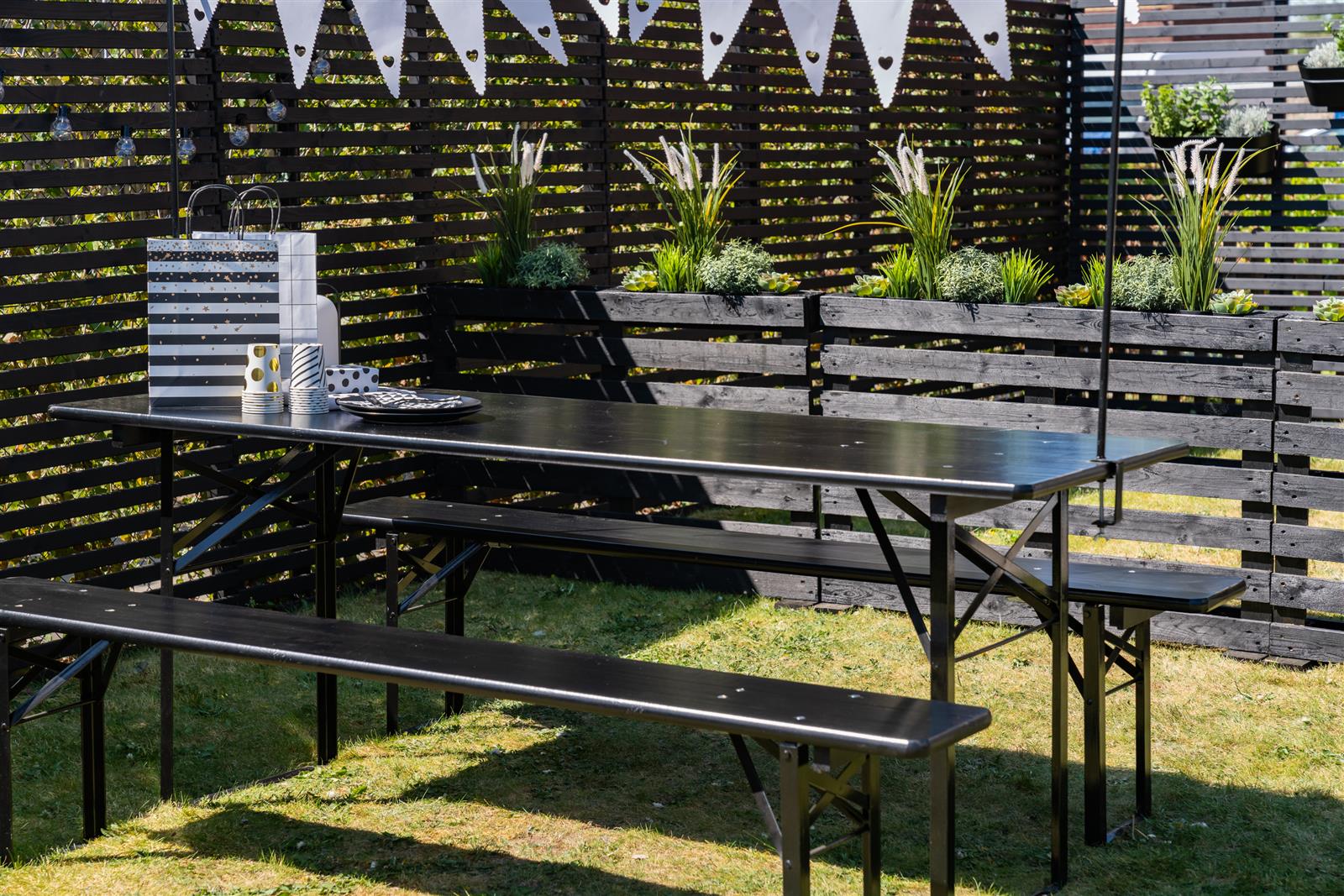 Inklapbare bierbank Berlijn zwart 200 cm