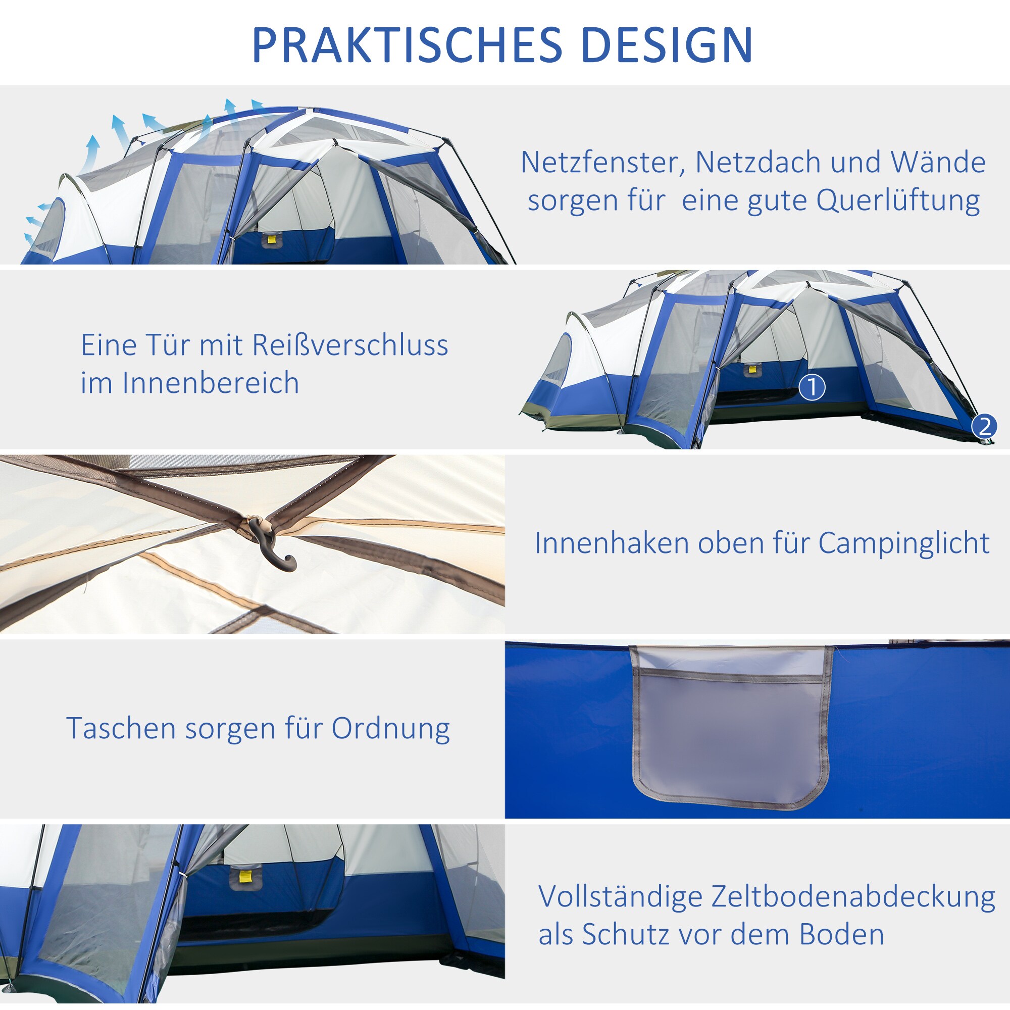Outsunny Zelt mit 2 Tragetaschen bunt 518L x 487B x 237H cm