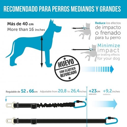 Cinto de segurança para carro Pet&Car Foxtrot azul e preto para cães.