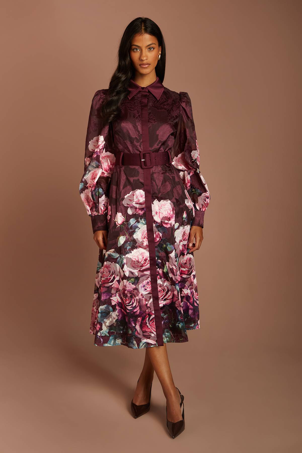Coast Robe Chemise Jacquard Imprimée Petite Avec Ceinture