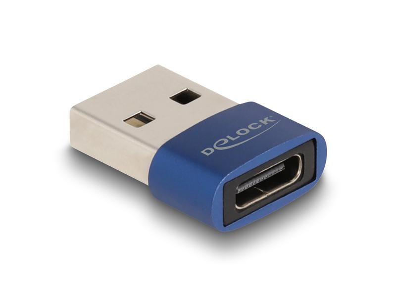 Delock USB 2.0 Adapter USB-A Stecker - USB-C Buchse Delock USB 2.0 Adapter USB Typ-A Stecker zu USB Type-C Buchse blau