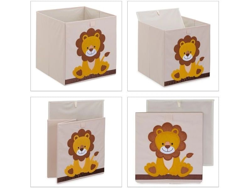 relaxdays Spielzeugbox Löwe Faltbare Aufbewahrungsbox für das Kinderzimmer